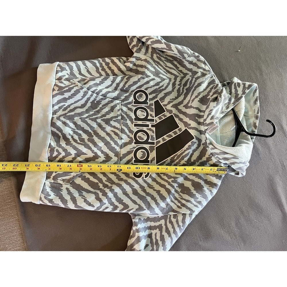 Adidas Hoodie Girls XL 16 Allover Print Sweatshirt Purple Zebra Stripes - Picture 6 of 6